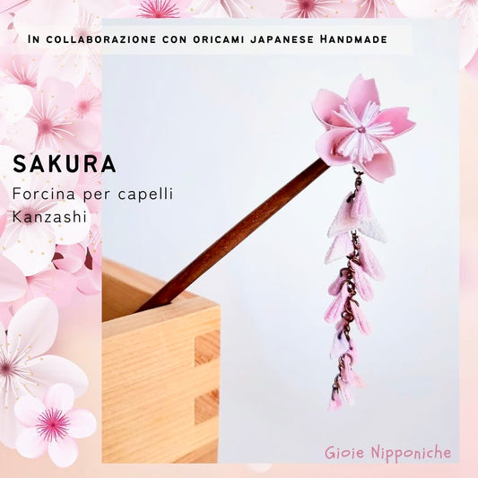 Forcina per capelli "Kanzashi-Sakura" in collaborazione