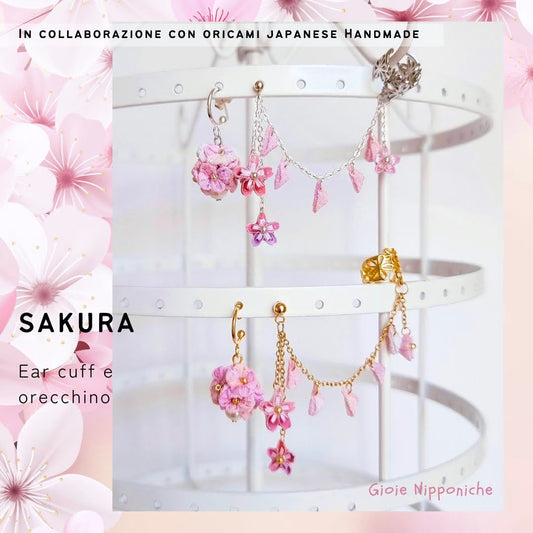 Ear cuff e orecchino a semicerchio "Sakura" in collaborazione